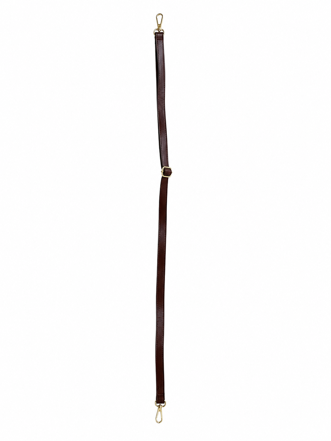 Slim Dark Brown Adjustable Handbag Strap with Gold Hardware