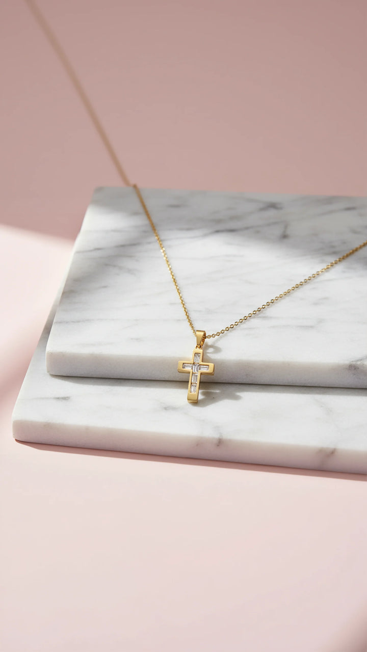 Crystal Inlaid Stainless Steel Pendant Necklace