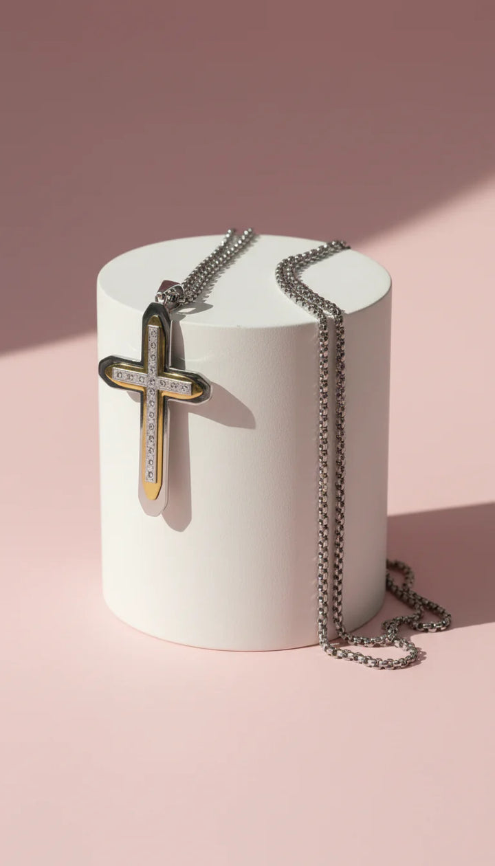 Two Tone Layered Stainless Steal Pendant Necklace