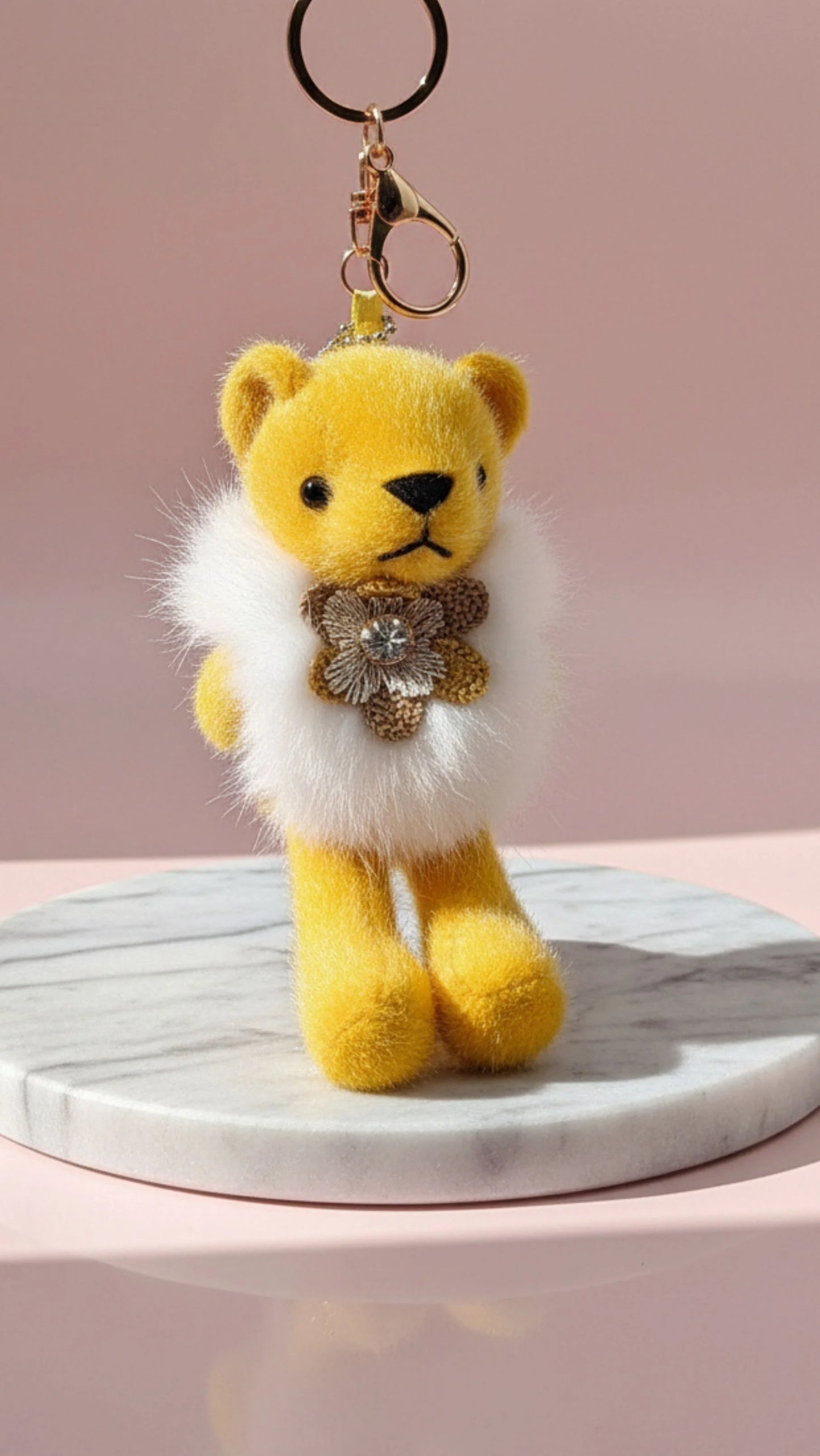 Fluffy Crystal Teddy Key Ring & Bag Charm