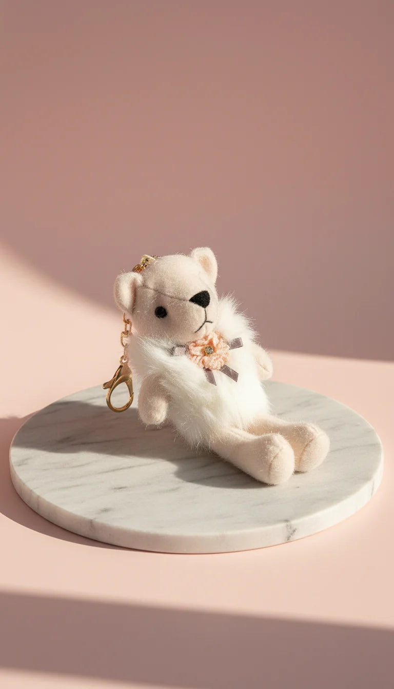 Fluffy Crystal Teddy Key Ring & Bag Charm