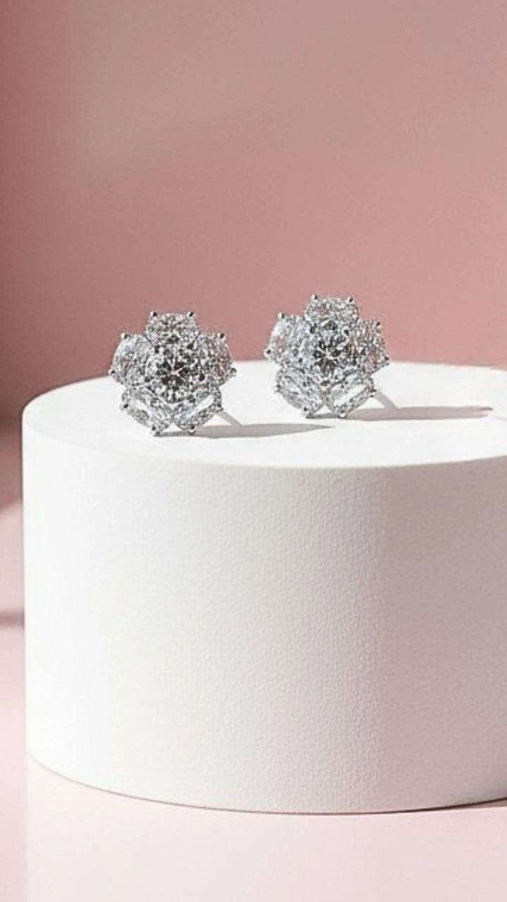 Silver earrings with crydtsl detail