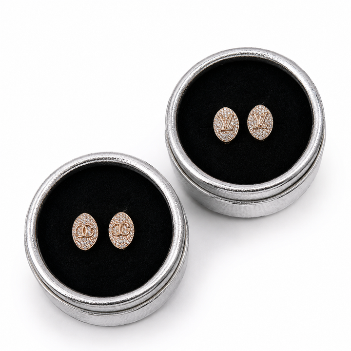 Oval rose gold earrings