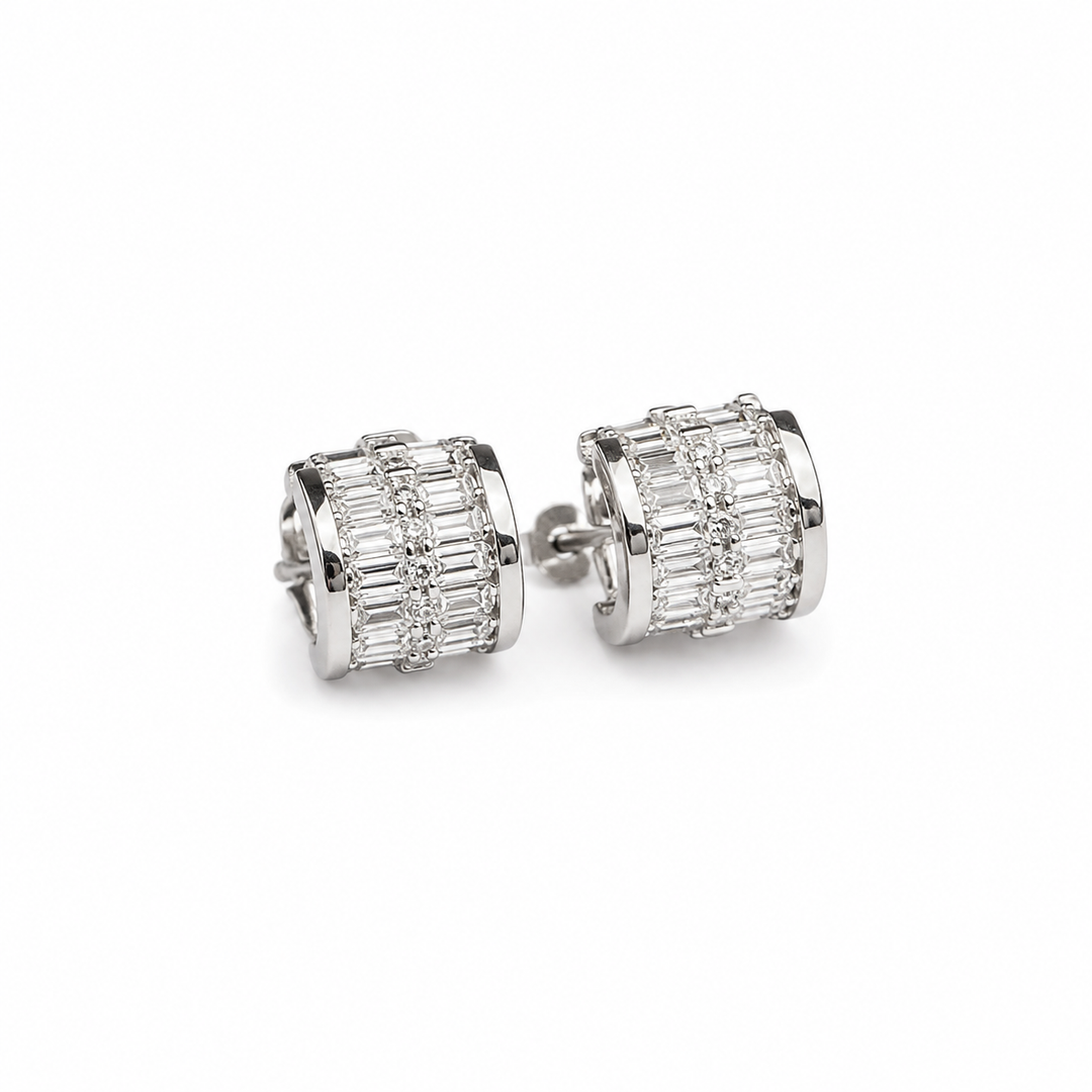 Crystal gem silver earrings