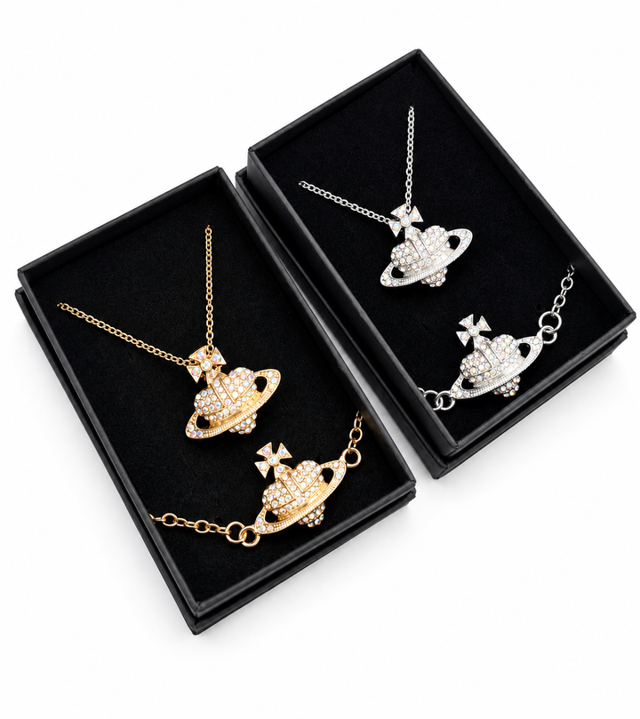 Crystal planet jewellery set