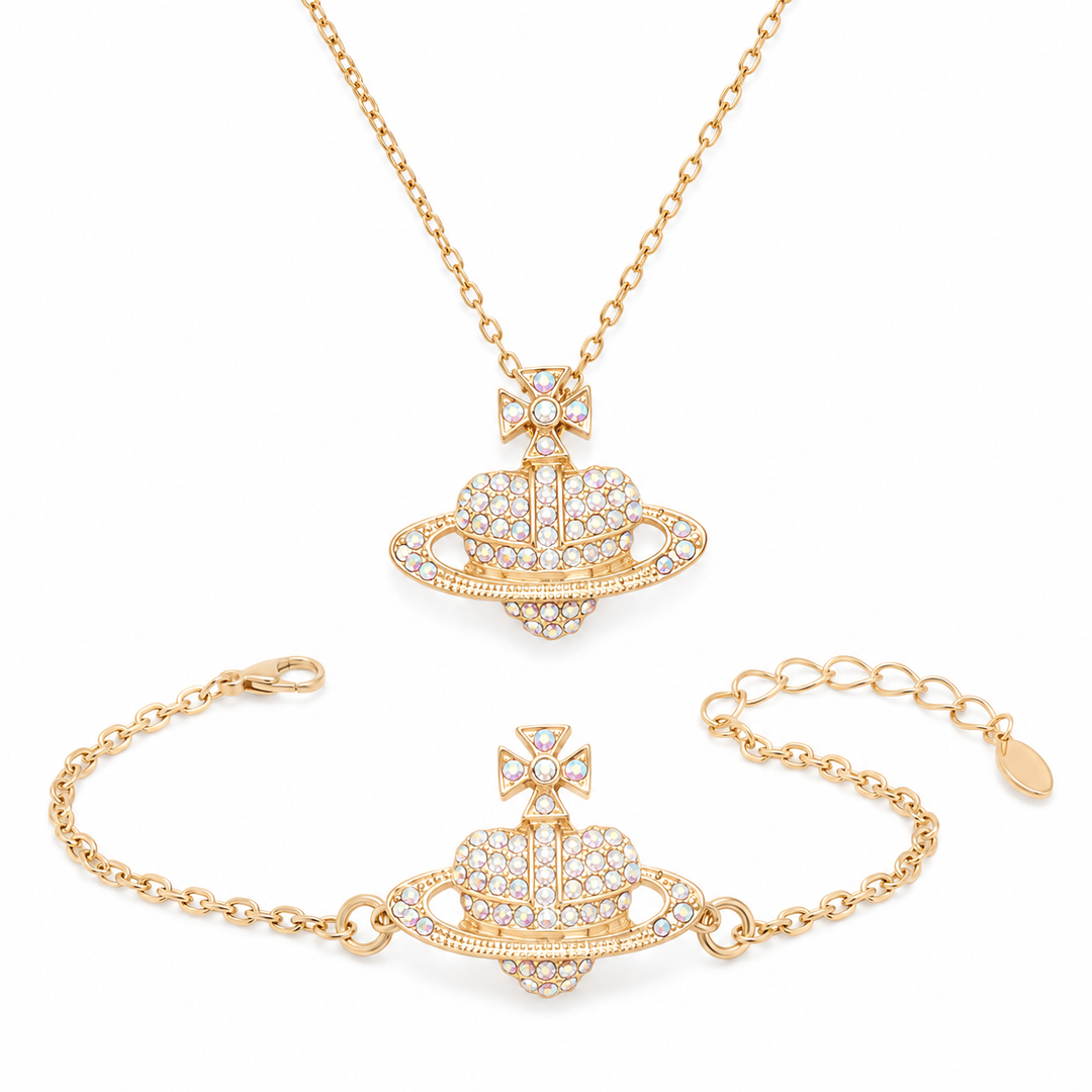 Crystal planet jewellery set