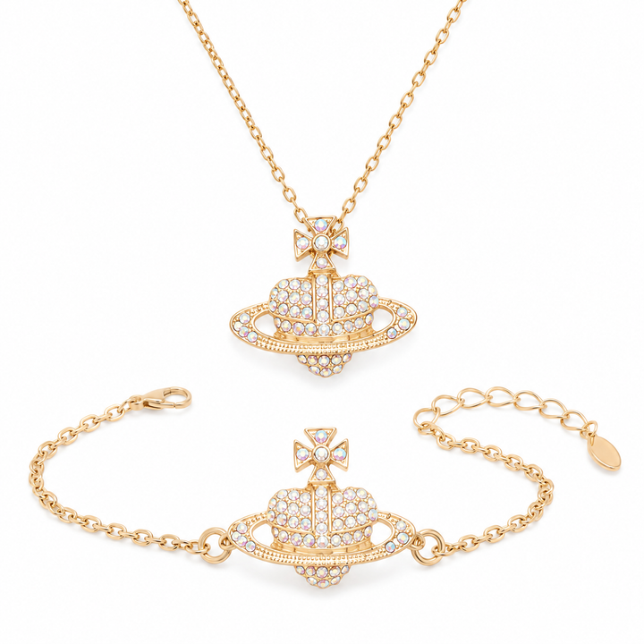 Crystal planet jewellery set