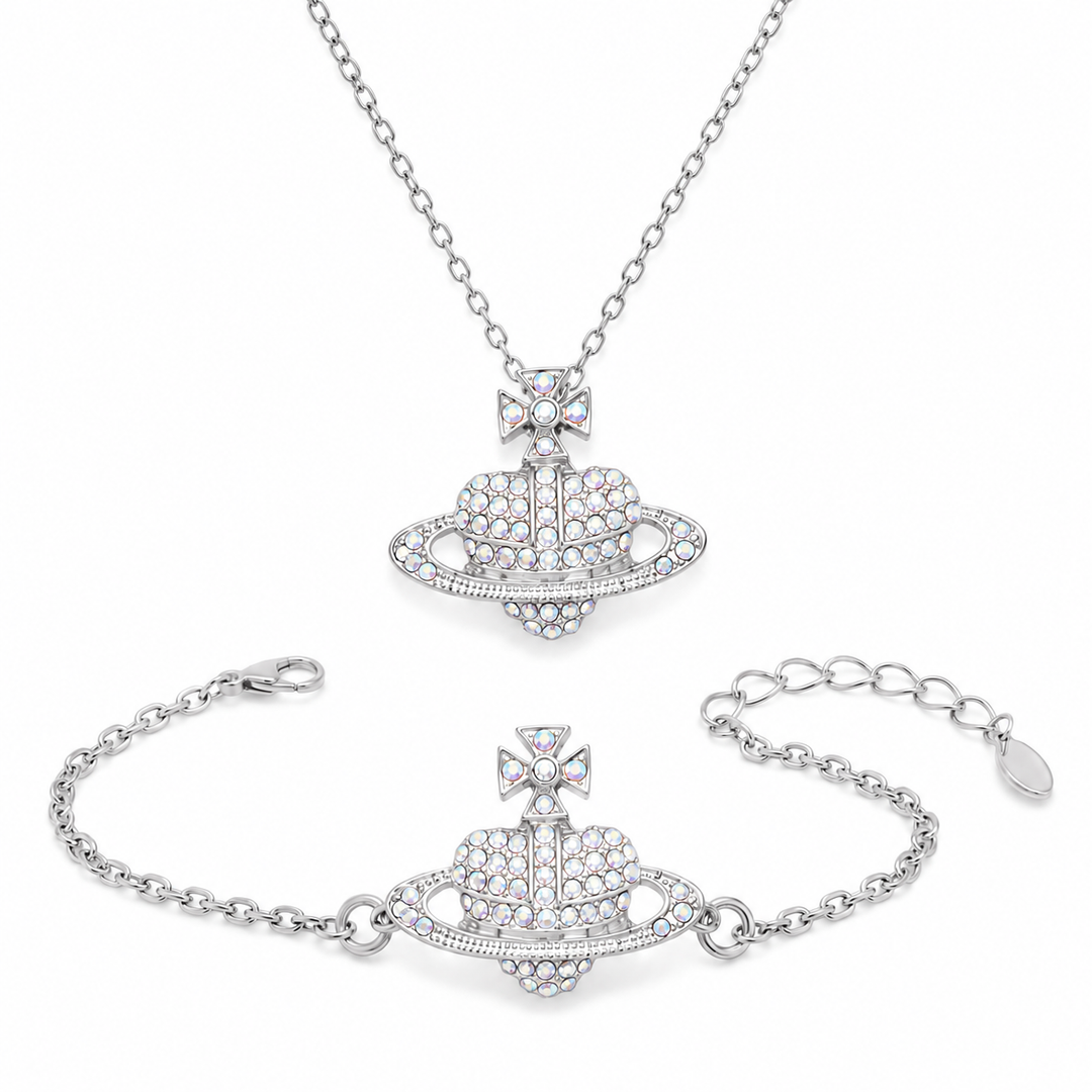 Crystal planet jewellery set