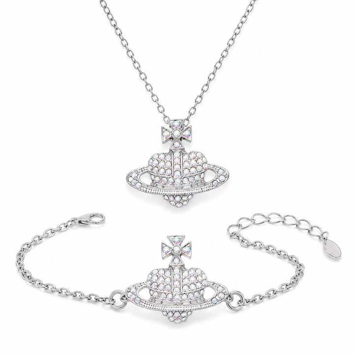Crystal planet jewellery set