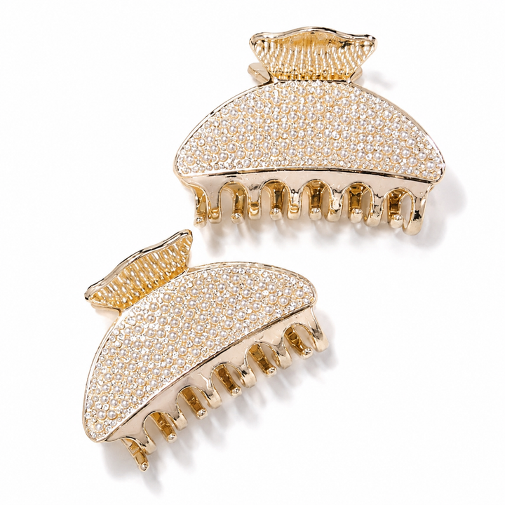 Crystal pearl hair clips