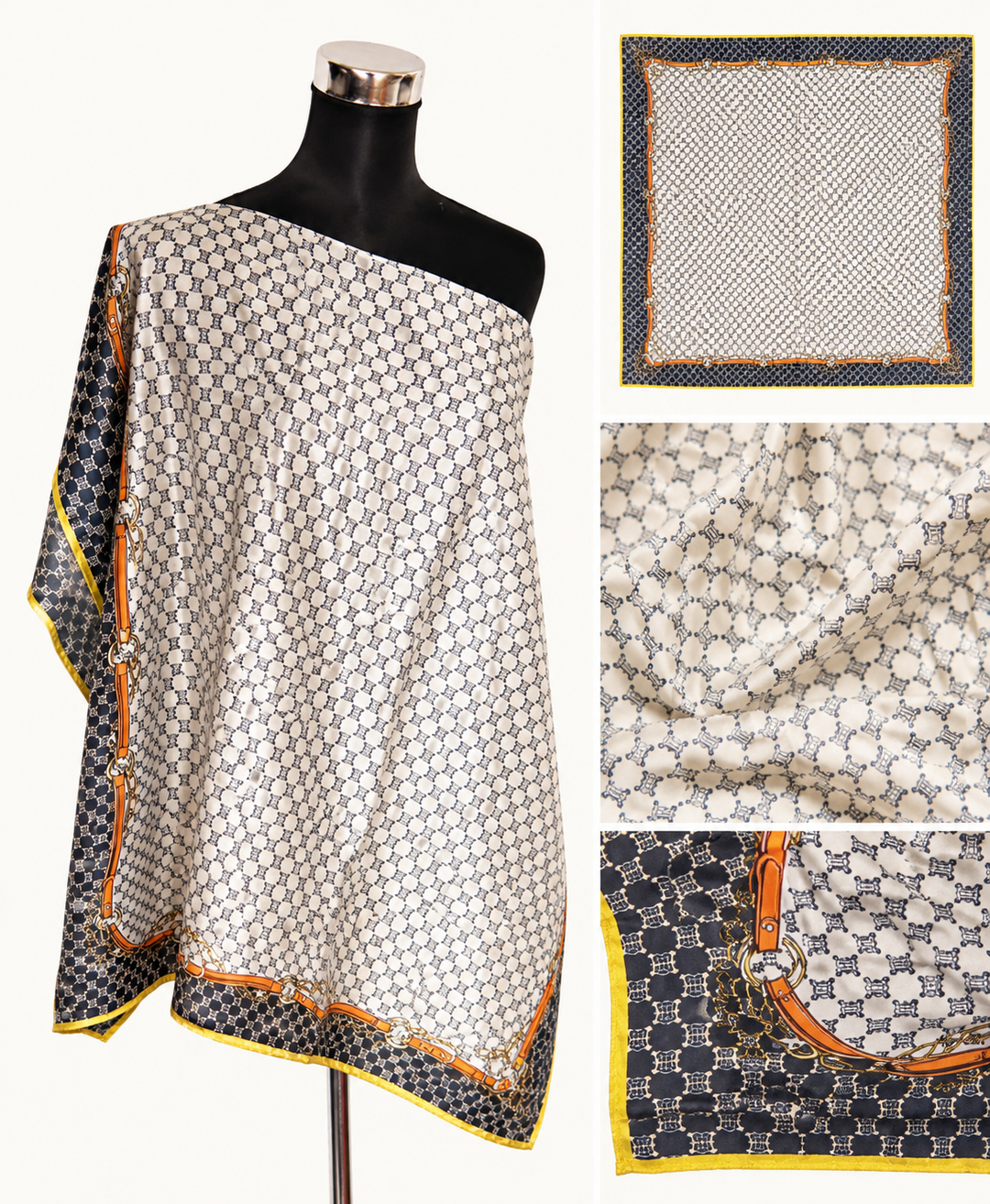 Orange &amp; yellow chain edge detail kaftan