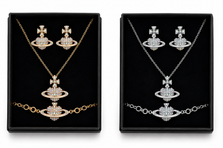 Crystal planet jewellery set