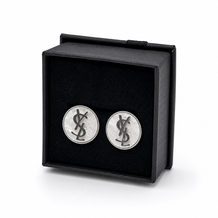 White and silver circle earrings
