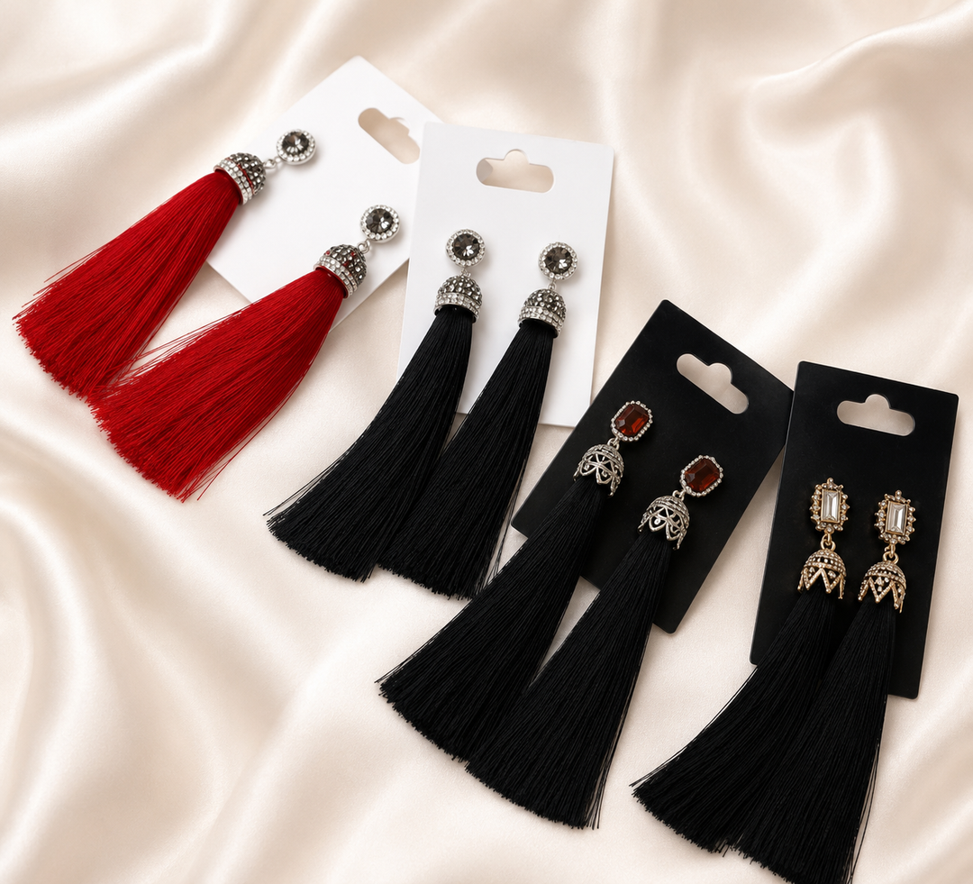Tassel earrings boho, indie, dangle jewelled earrings