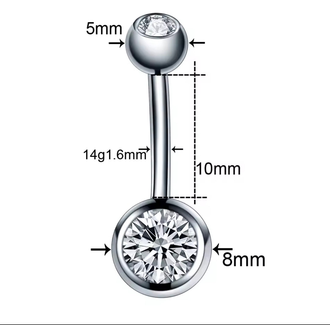 Stainless Steel Navel Piercings Rhinestone Belly Button Bar Rings