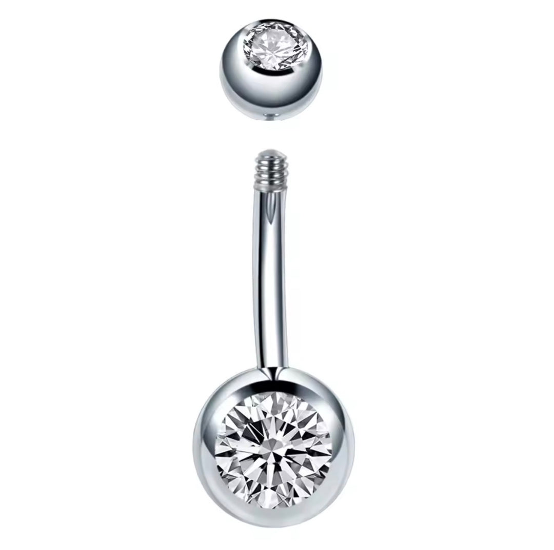 Stainless Steel Navel Piercings Rhinestone Belly Button Bar Rings