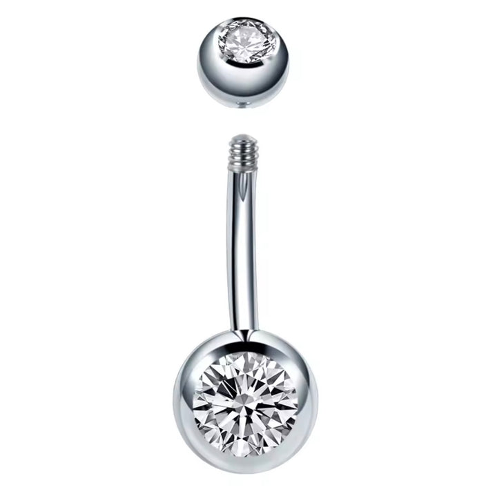 Stainless Steel Navel Piercings Rhinestone Belly Button Bar Rings