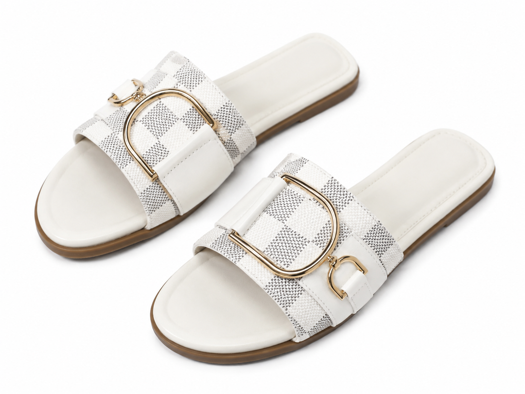 Women’s Buckle Detail Flat Slide Sandals