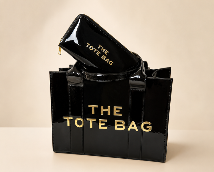 Metallic Patent Large Tote Bag &amp; Matching Purse Set