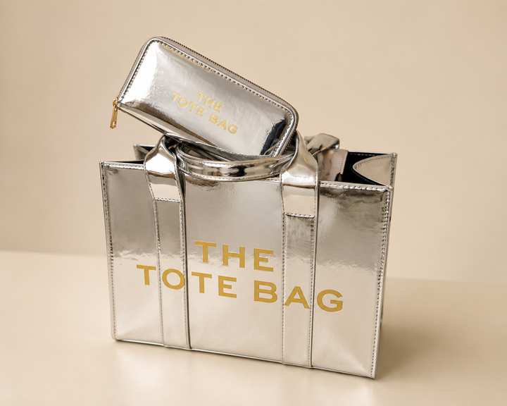Metallic Patent Large Tote Bag &amp; Matching Purse Set