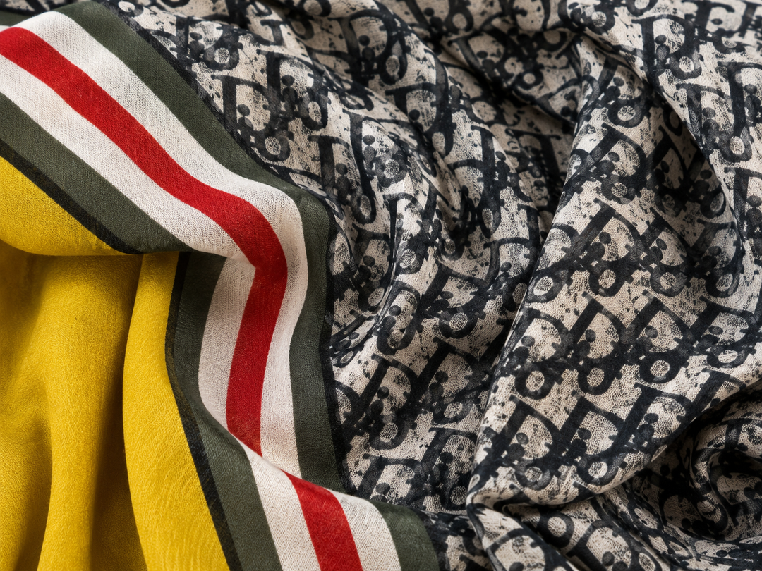Mustard Monogram Print Scarf