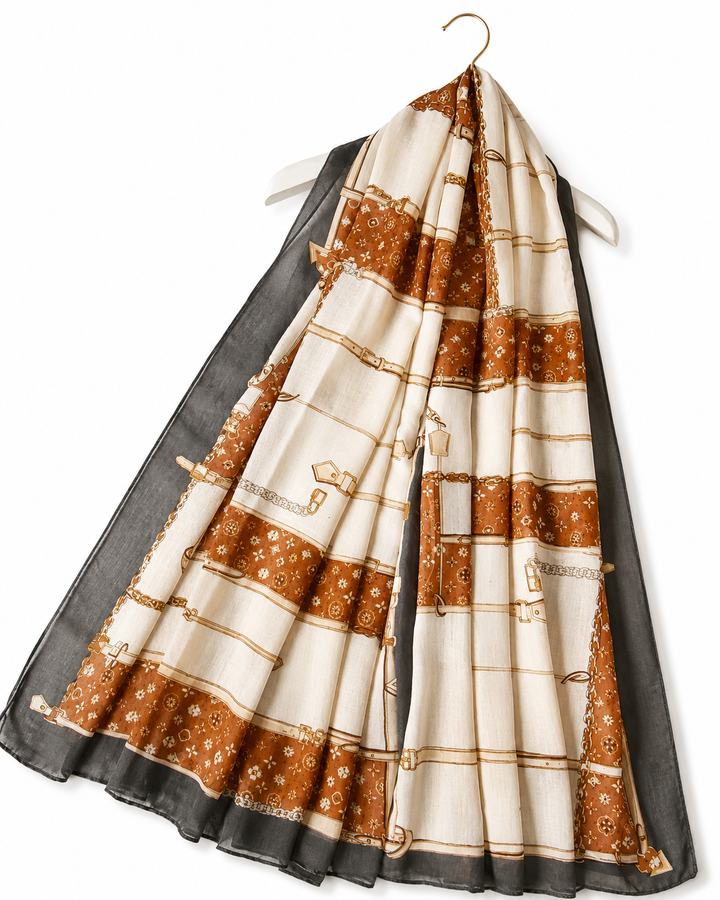 Luxury Belt &amp; Chain Print Scarf
