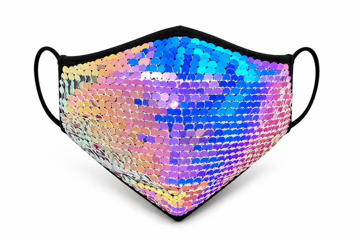 Rainbow Sequin Face Mask – Reversible Mermaid Fashion Mask