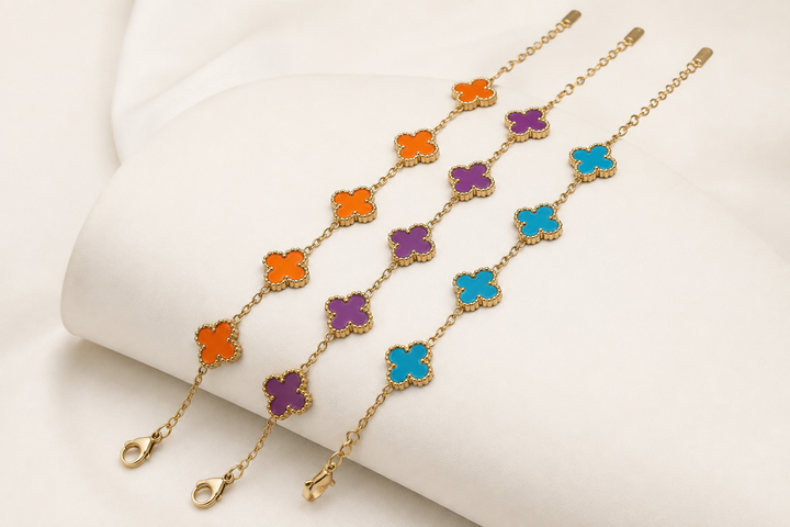 Colour Pop Clover Gold-Tone Bracelet