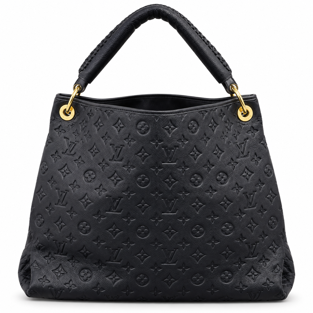 Black Embossed Monogram Hobo Tote Bag