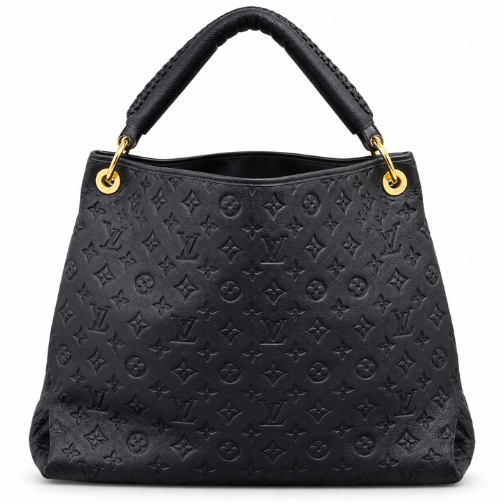 Black Embossed Monogram Hobo Tote Bag