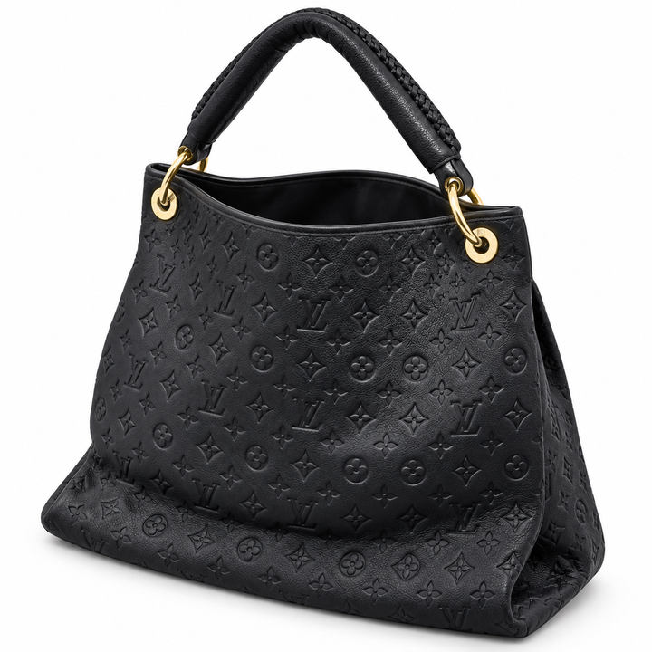Black Embossed Monogram Hobo Tote Bag