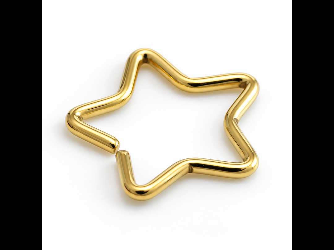 Gold Steel Star Ring- 13mm