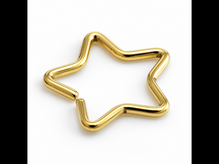 Gold Steel Star Ring- 13mm
