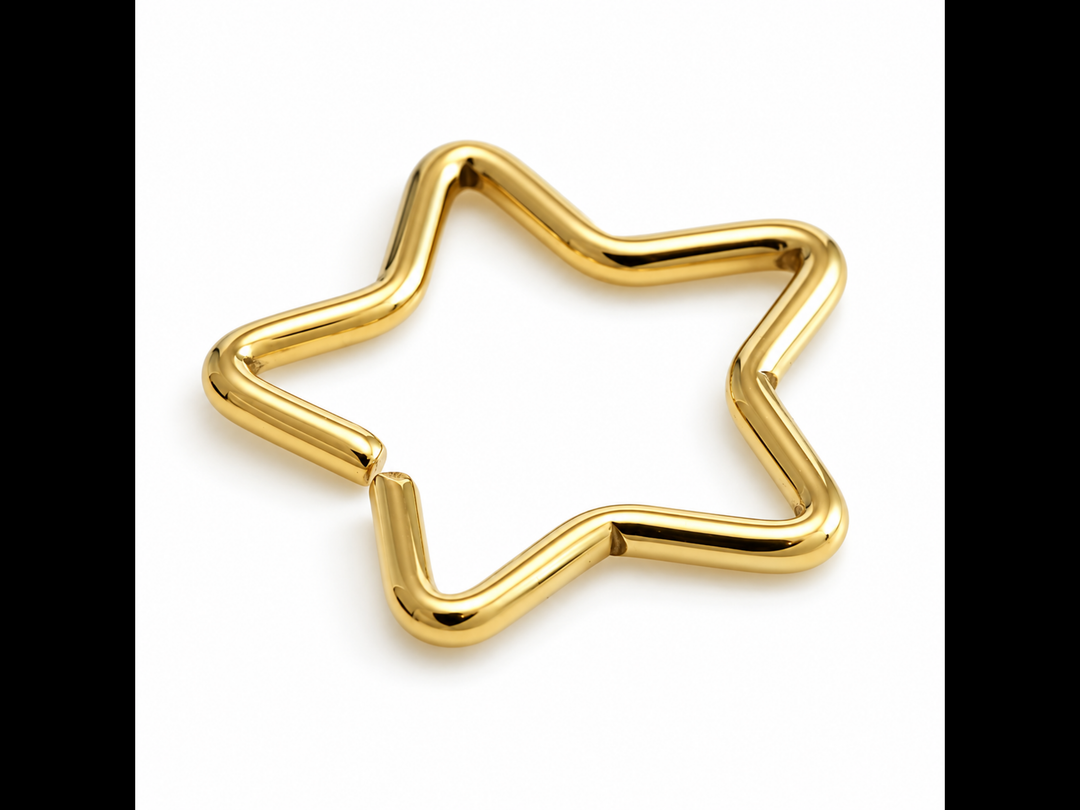 Gold Steel Star Ring- 13mm