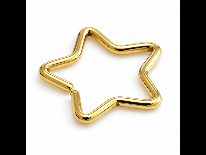 Gold Steel Star Ring- 13mm