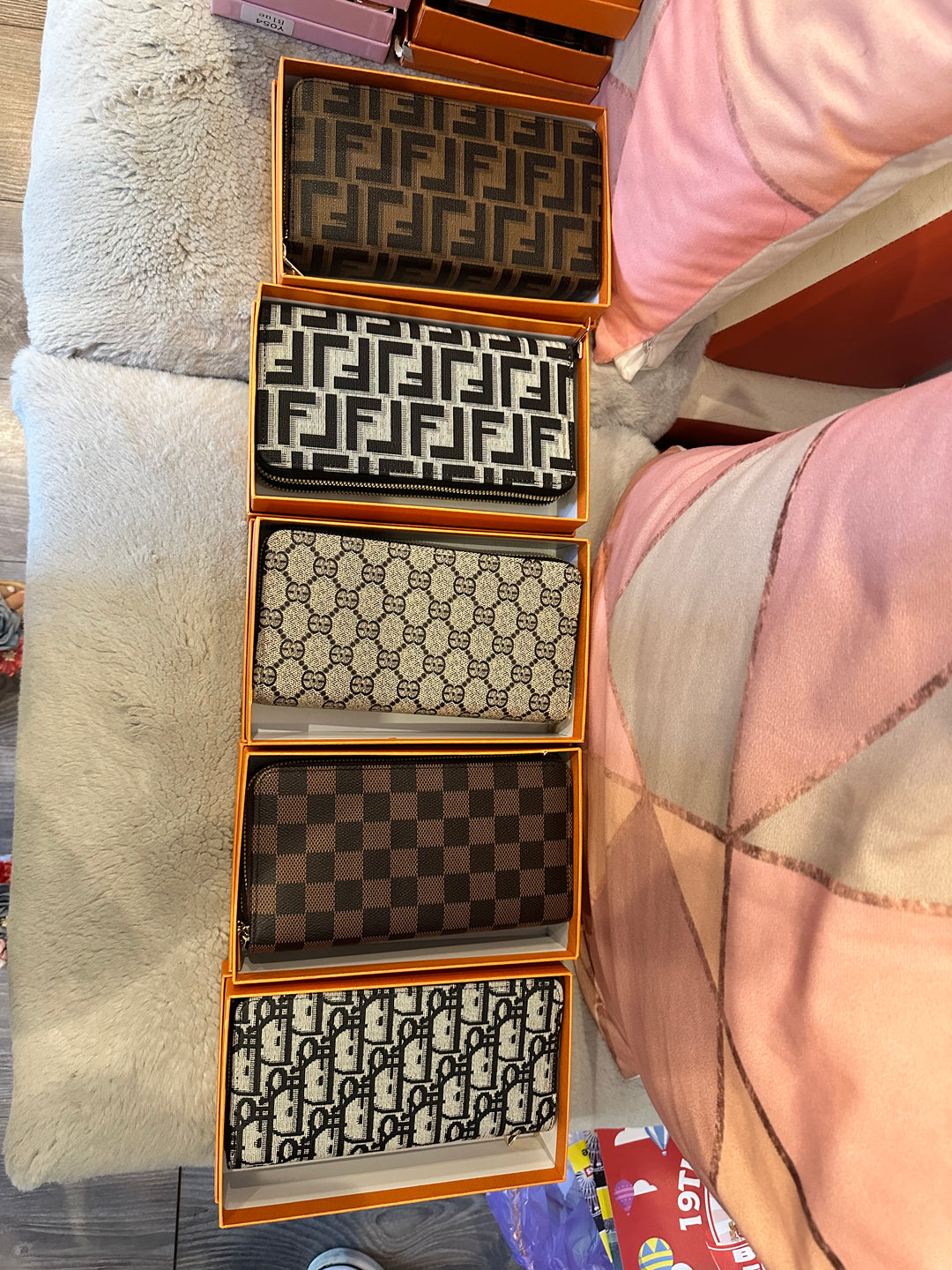 Double zip print purse