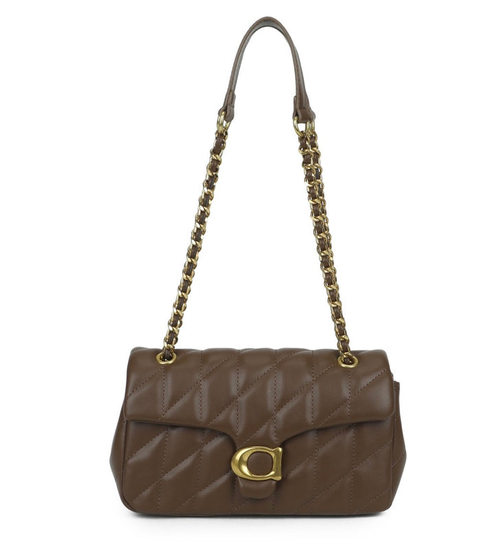 Quilted Faux Leather Shoulder Bag – Gold Chain Strap Handbag