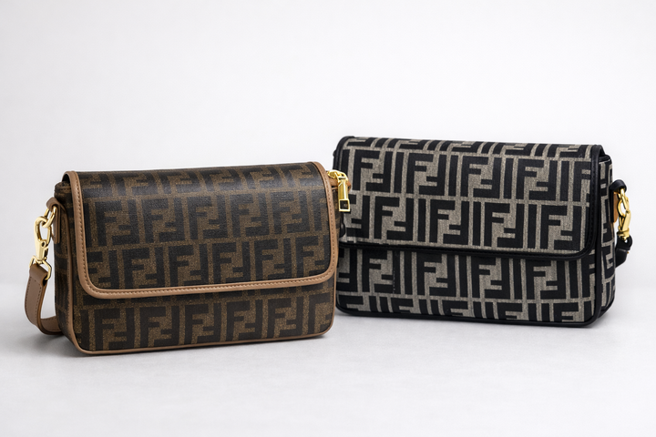 Brown Print Handbag
