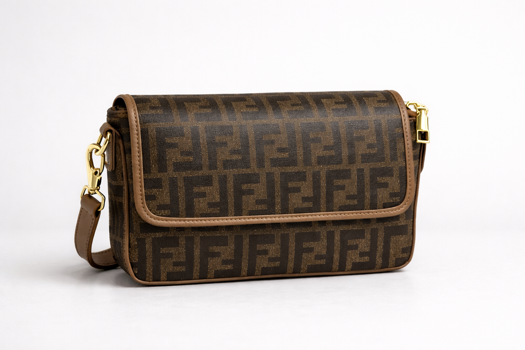 Brown Print Handbag