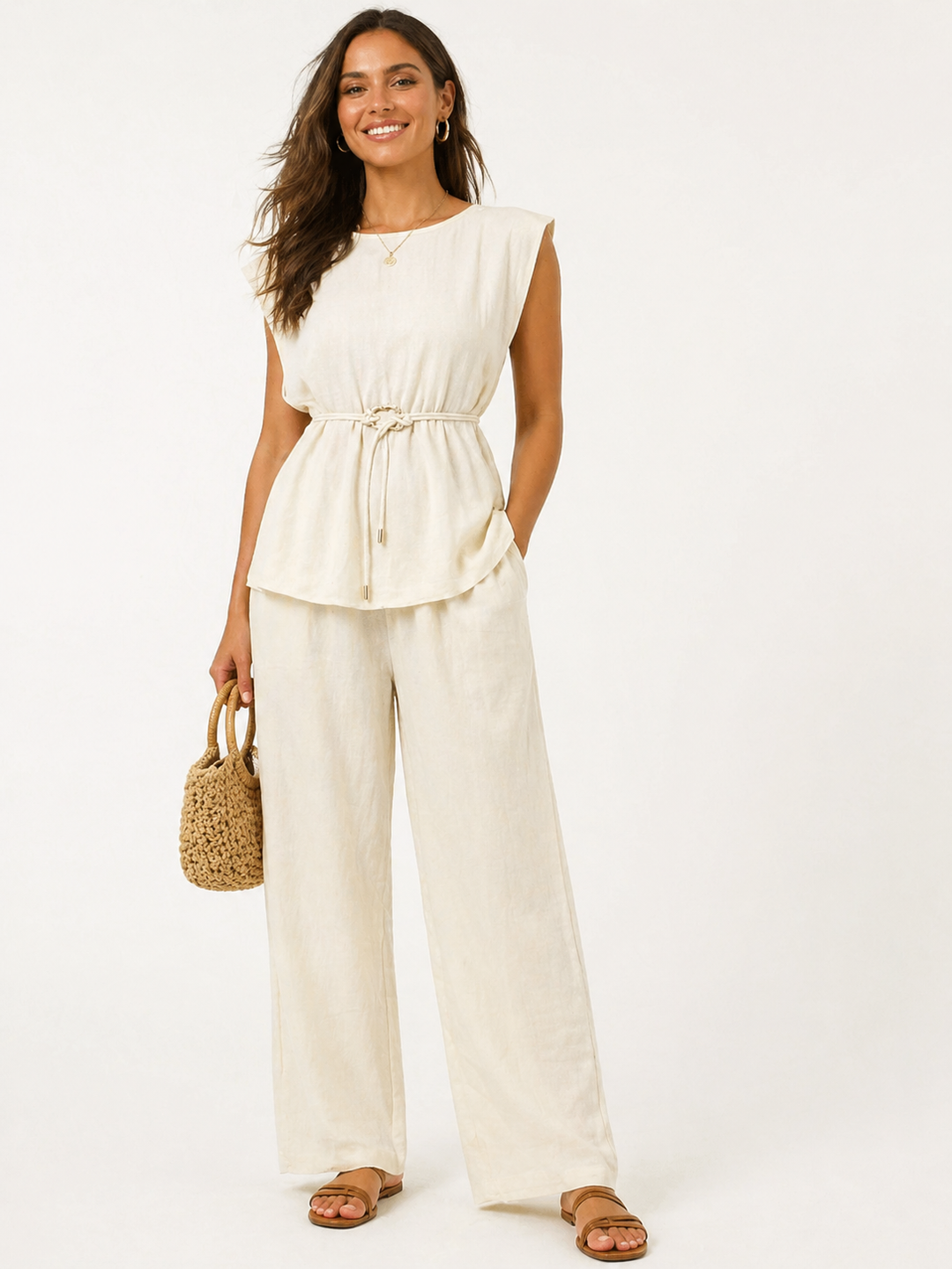     linen style co ord set women summer outfit