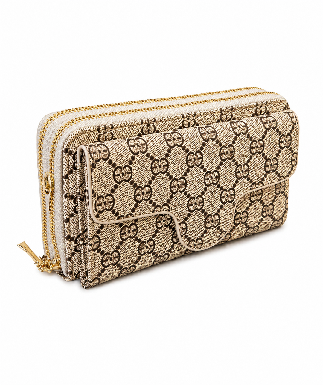 Small checked handbag with zip closure