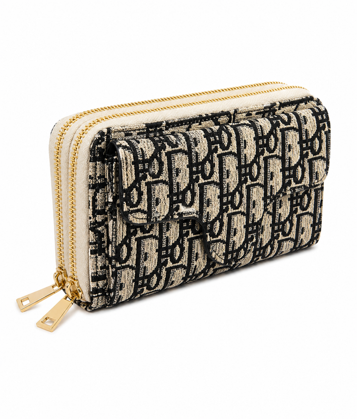 Designer wallet with monogram pattern