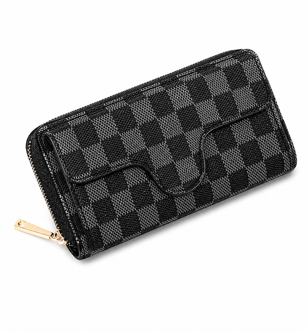 Checked mini purse with adjustable strap
