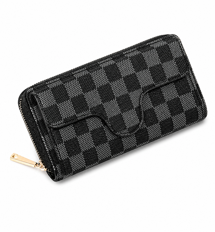 Checked mini purse with adjustable strap