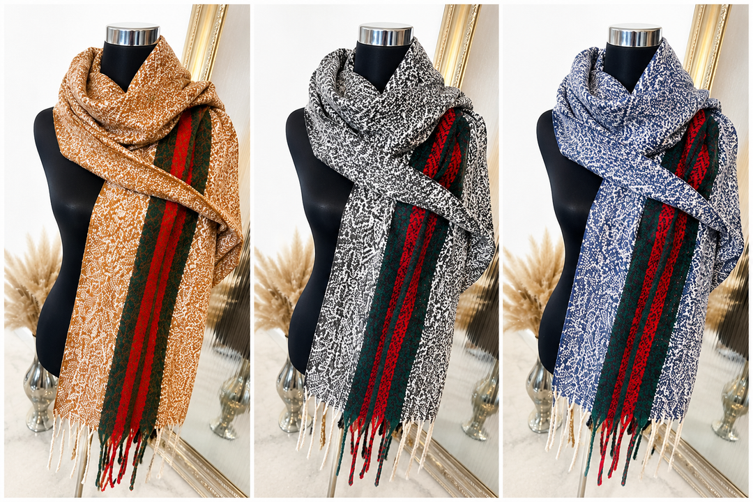 Winter Stripe Tassel Scarf