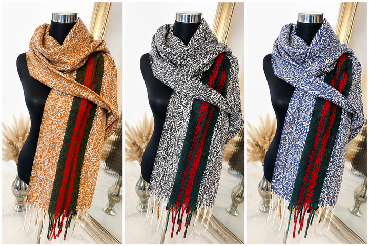 Winter Stripe Tassel Scarf