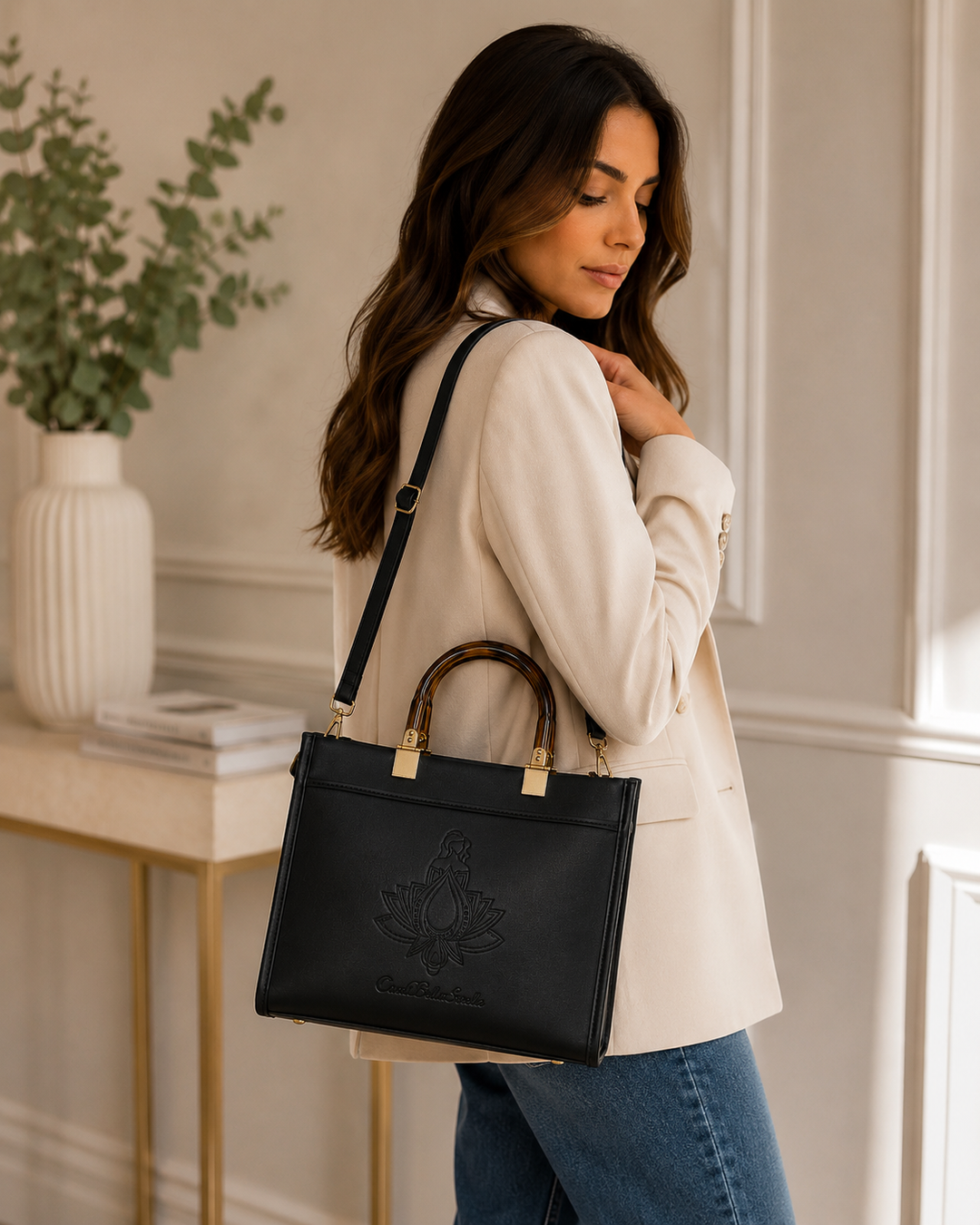 The CBS Brand Vegan Leather Handbag | Structured Tote with Shoulder Strap