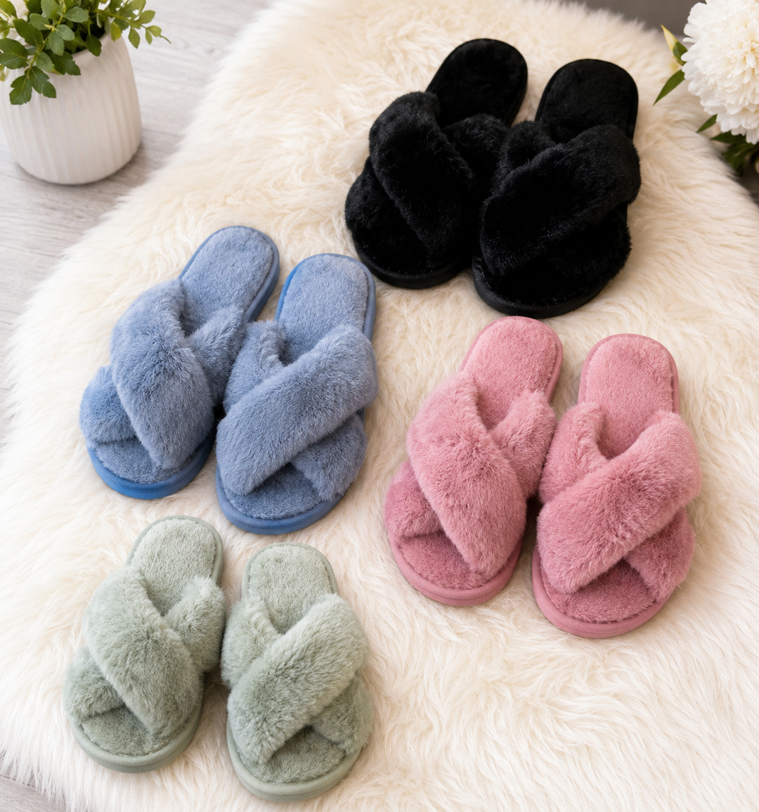 Collection of crossover slider slippers in available different colours