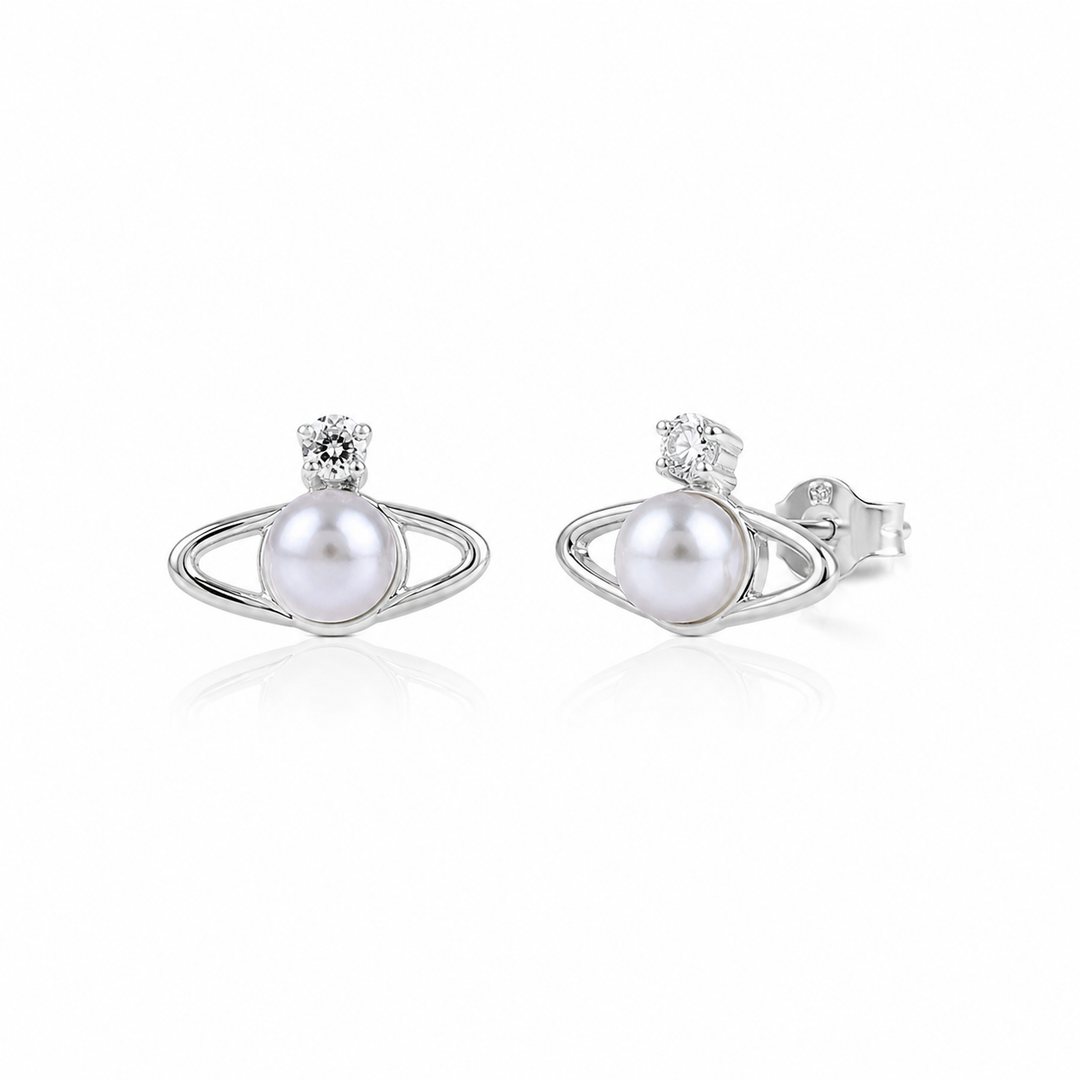 Gold,Silver Planet Pearl Stud Earrings