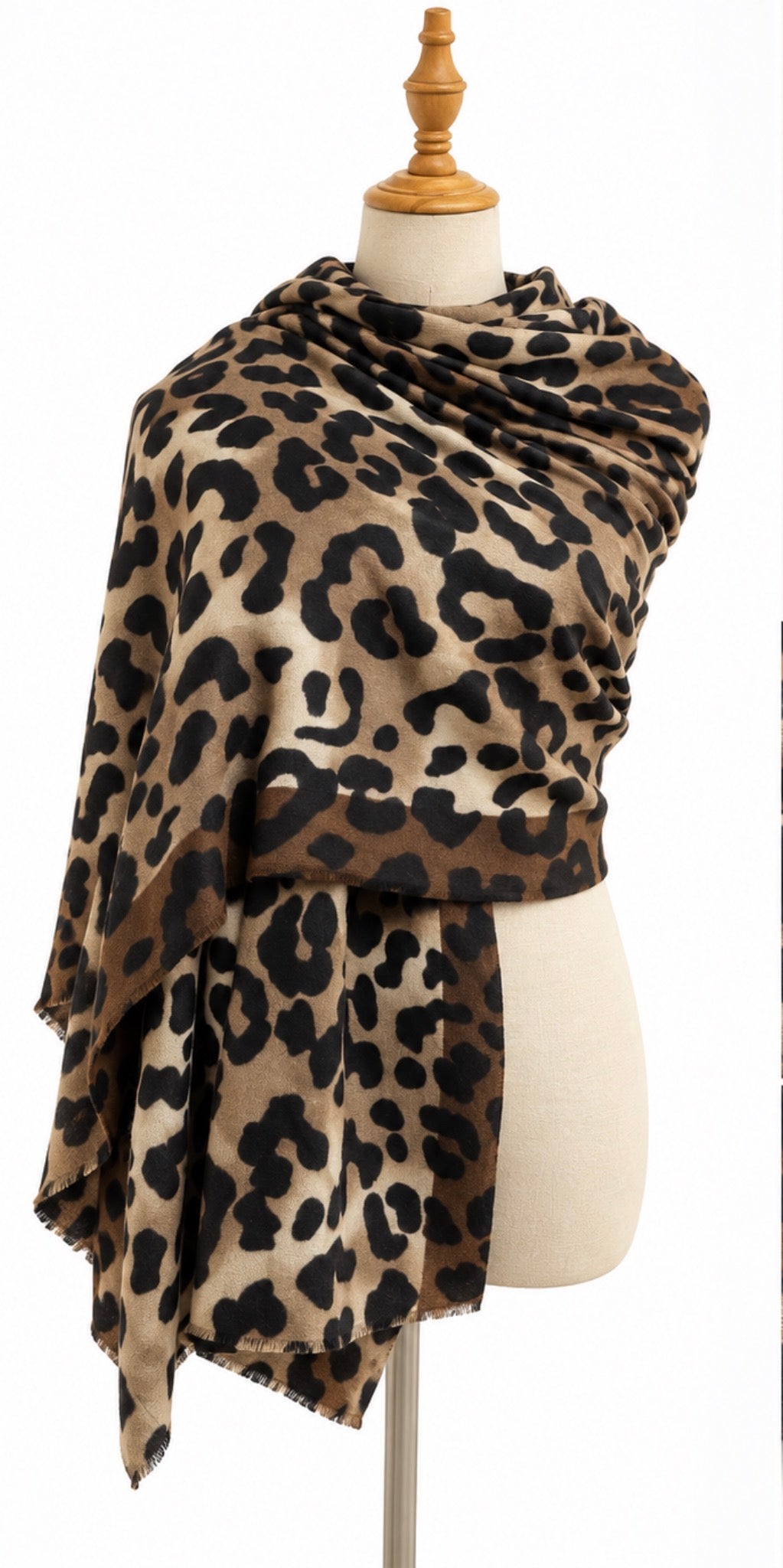 Bold Leopard Print &amp; Stripe Frayed Scarf